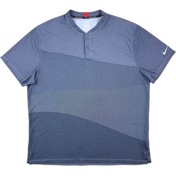 Nike Polo Shirt Mens Size 2XL Blue Tiger Woods Blade Collar Snap Dri-Fit CT3799 - Picture 1 of 12